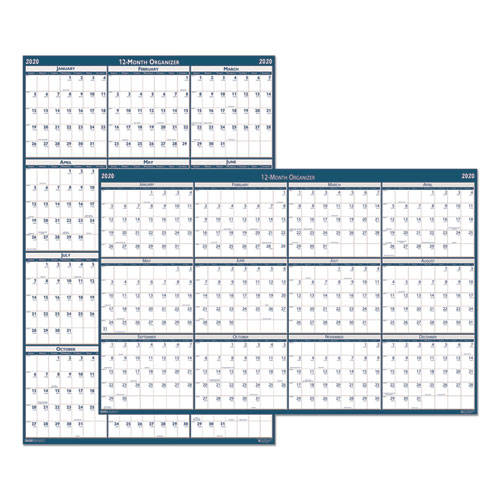 Navy Floral 2019-2020 Large Monthly Desk or Wall Calendar Planner Big Giant... 