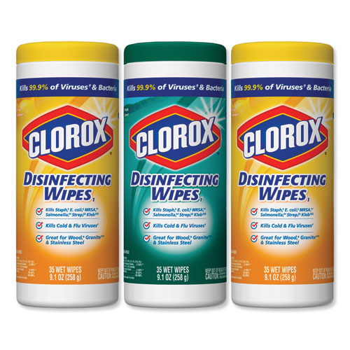 Set of Clorox Disinfecting Wipes, in Orange And Green